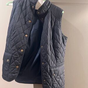 Barbour Black Quilted Vest with Gold Buttons